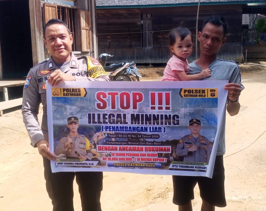 ‎Upaya pencegahan Penambangan Emas Tanpa Ijin (PETI) di Kecamatan Katingan Hulu dan Bukit Raya, Bhabinkamtibmas sosialisasi kepada masyarakat.